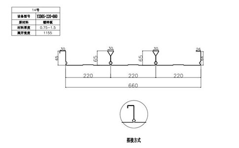 YXB65-220-660閉口樓承板